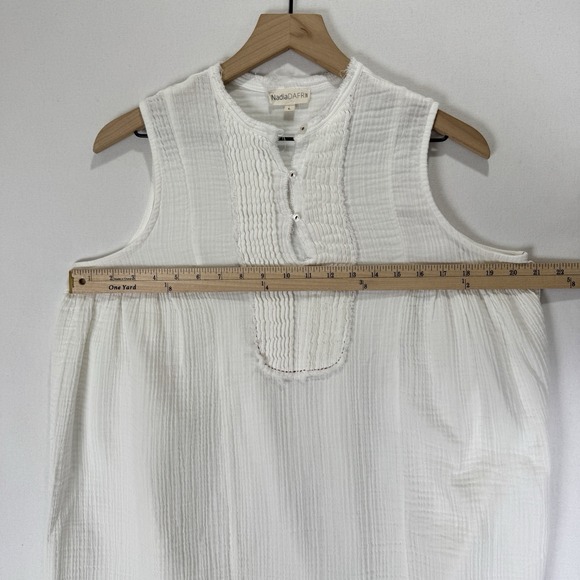 Gauzy White Cotton Top Womens Large Beachy Relaxed Boho Tropical Breathable - Picture 14 of 16